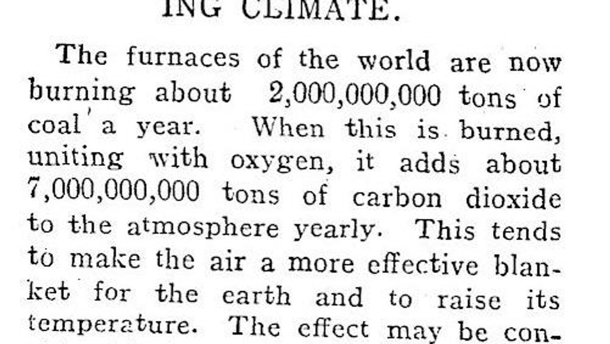 This 1912 newspaper article predicted the damage fossil fuels would do to the planet