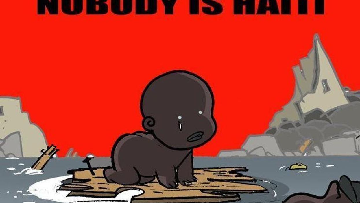 This cartoon sums up the world's response to the hurricane in Haiti