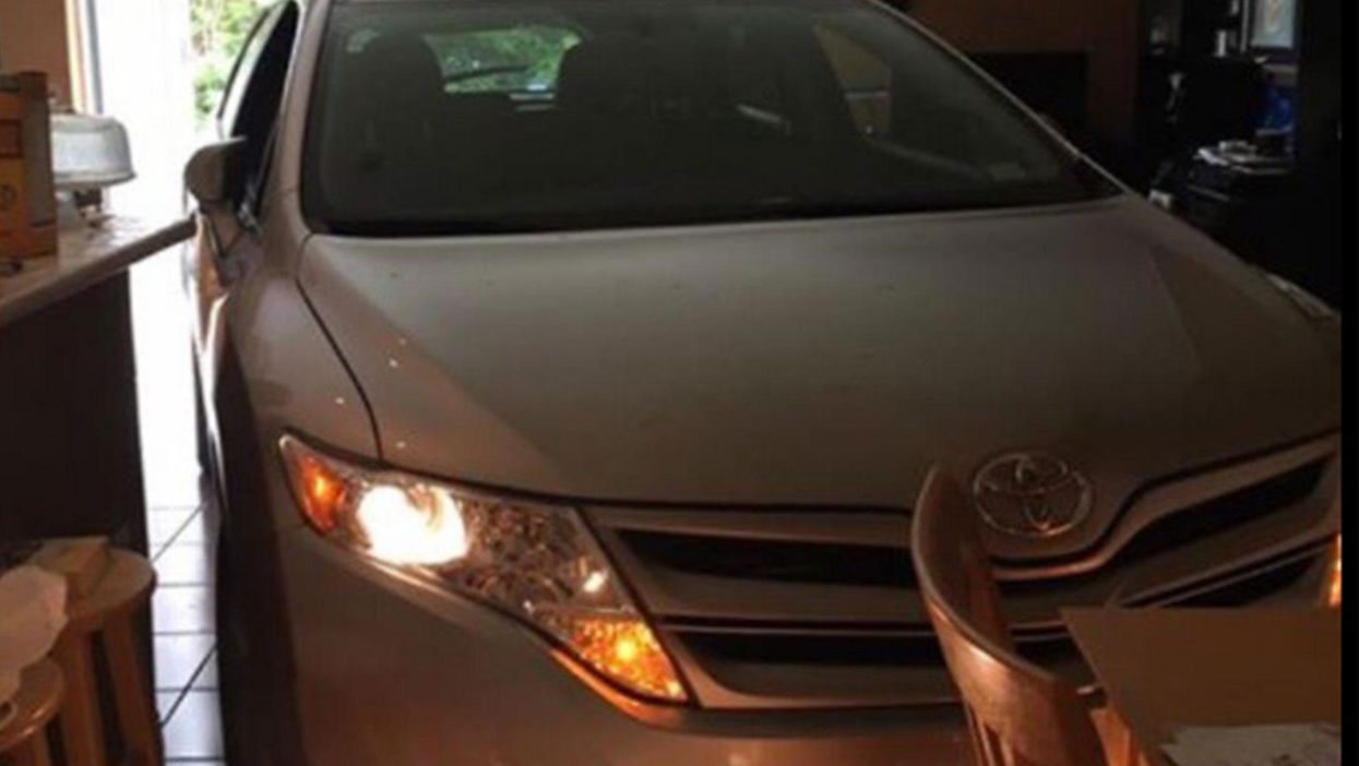 One couple came up with an extreme way to protect their car from Hurricane Matthew