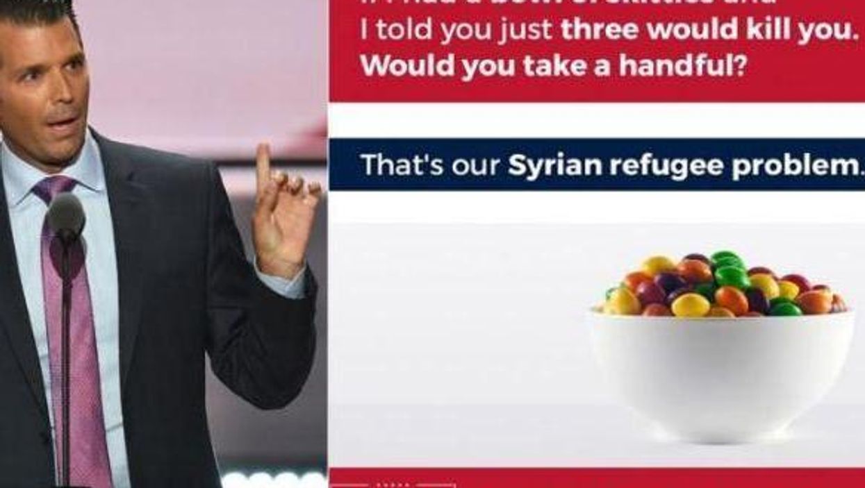 Twitter finally found the best place for Donald Trump Jr's Skittles poster - the bin