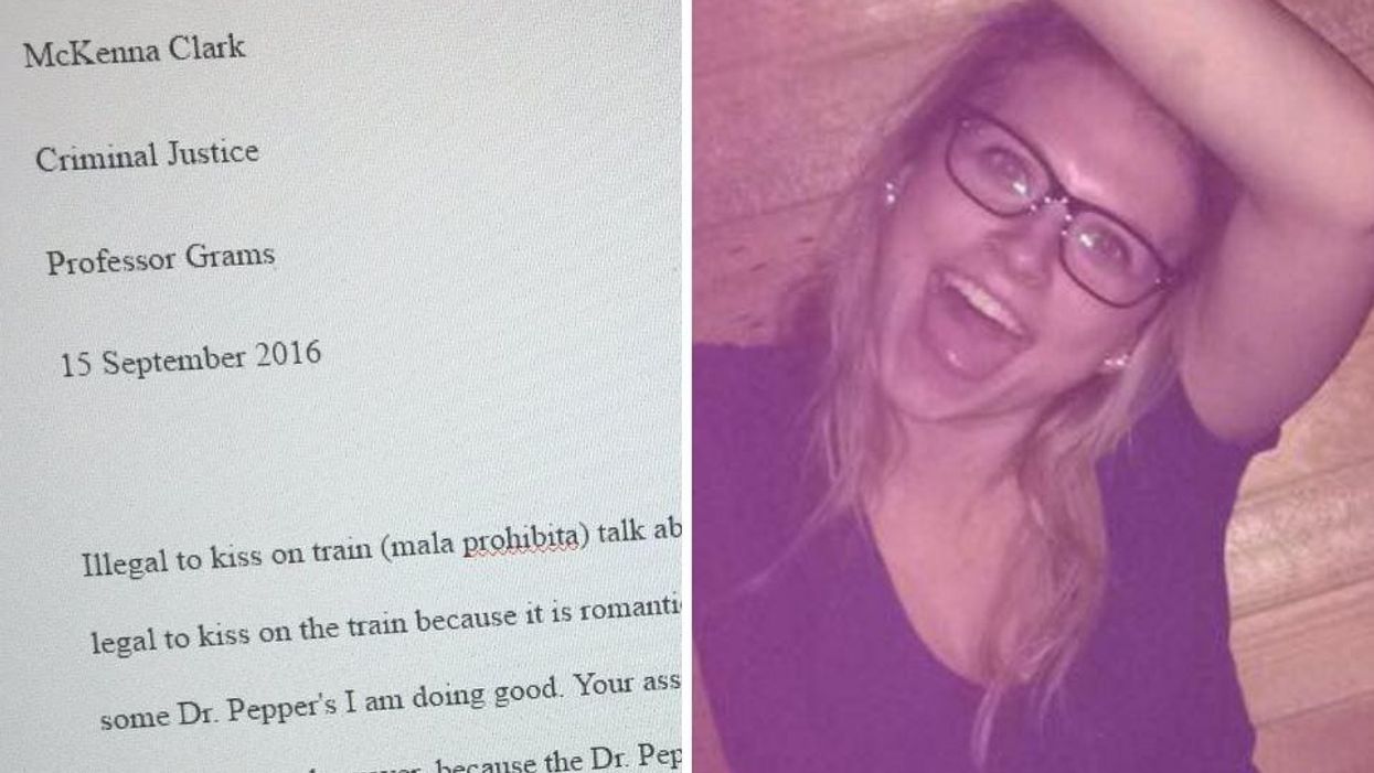 This girl learned the hard way not to drink before turning in an essay