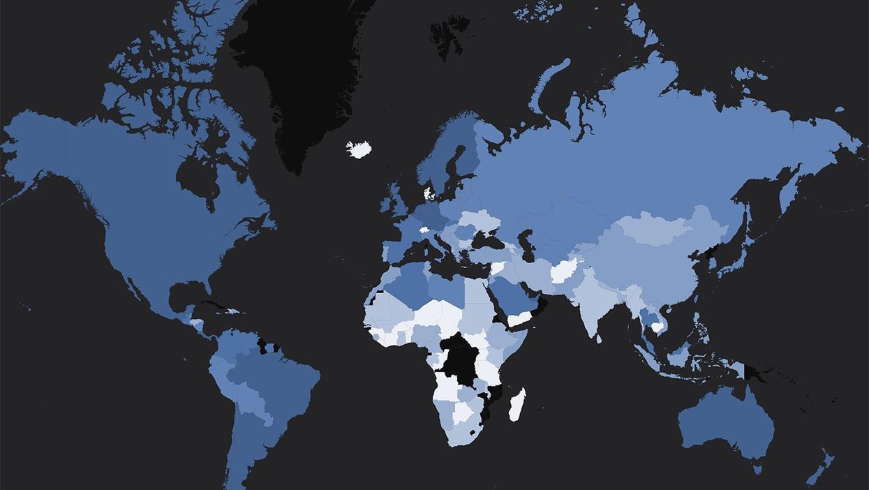 A map of the world's happiest countries