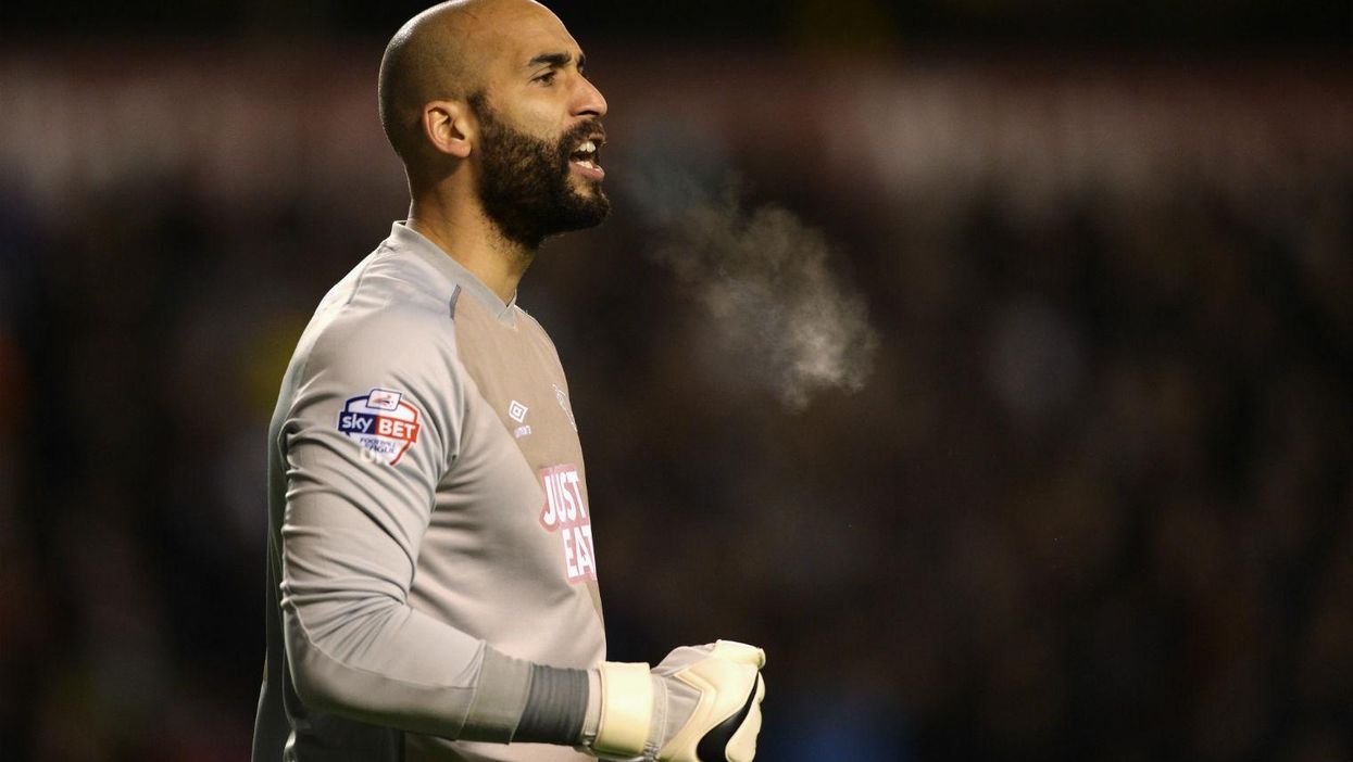 Derby's Lee Grant with one of the worst goalkeeping howlers of the season