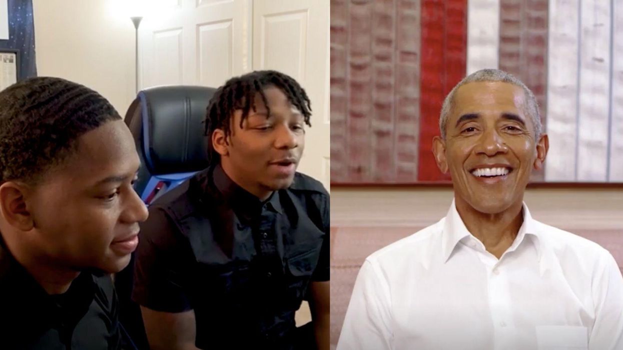 Barack Obama surprised YouTube twins while they listened to Bob Dylan for the first time
