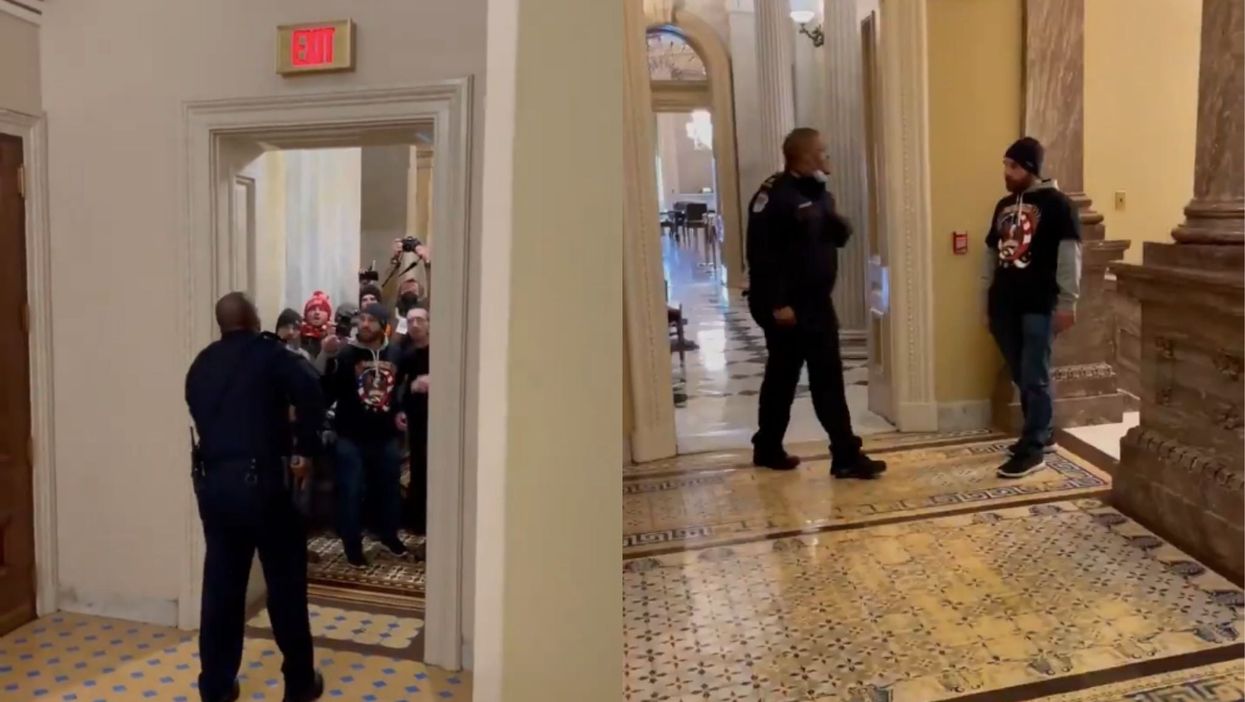 Video shows ‘hero’ Black officer steering Capitol mob away from Senate chamber seconds before it was sealed