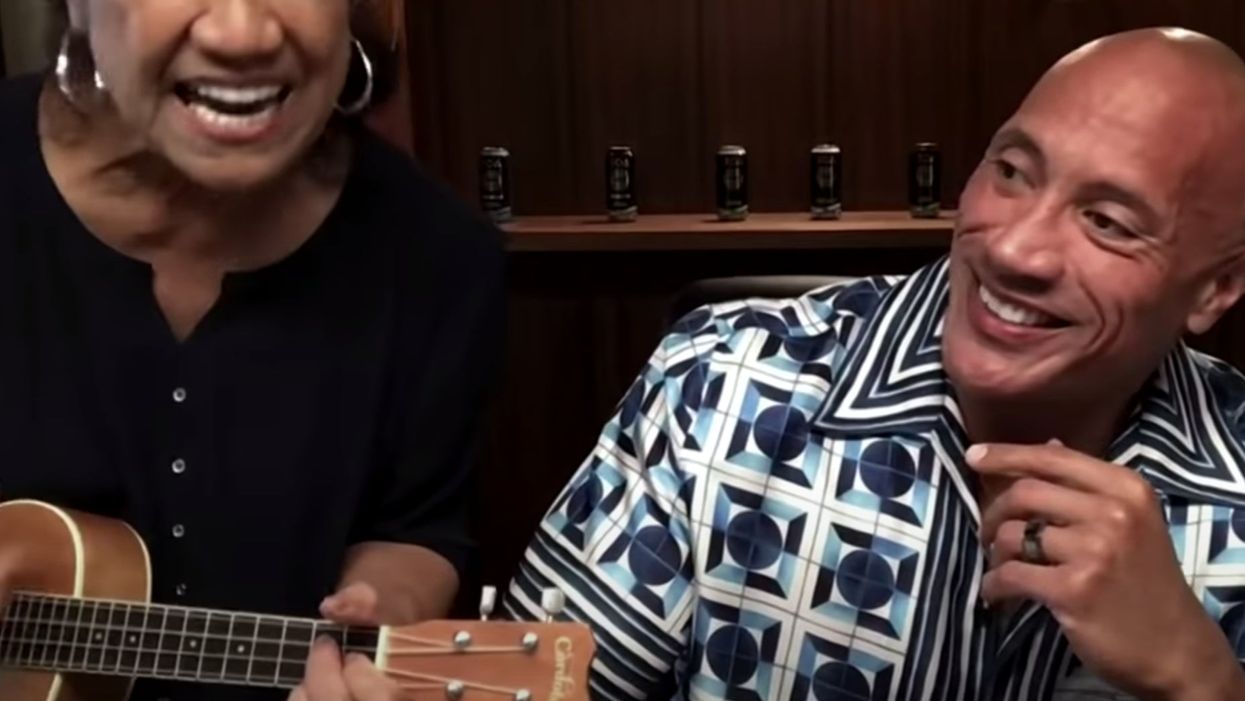 Dwayne ‘the Rock’ Johnson’s mother crashes his live TV interview and plays the ukulele
