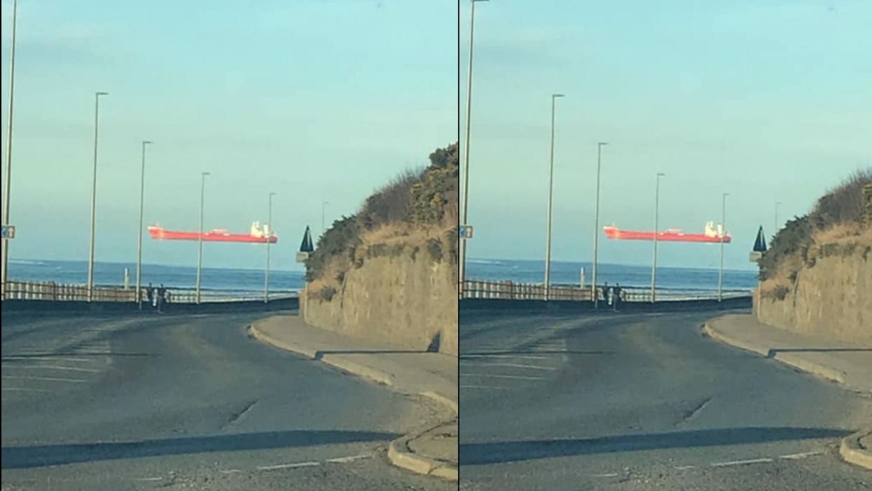 An optical illusion of ship floating in mid-air is freaking people out