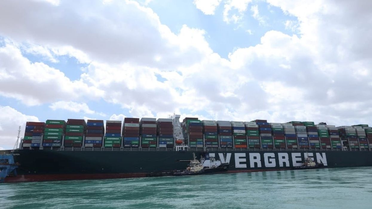 Image of ‘Evergreen’ truck blocking traffic in China goes viral days after Suez Canal crisis