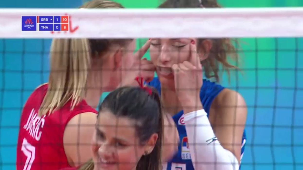 Serbian volleyball player apologizes after making racist gesture during match