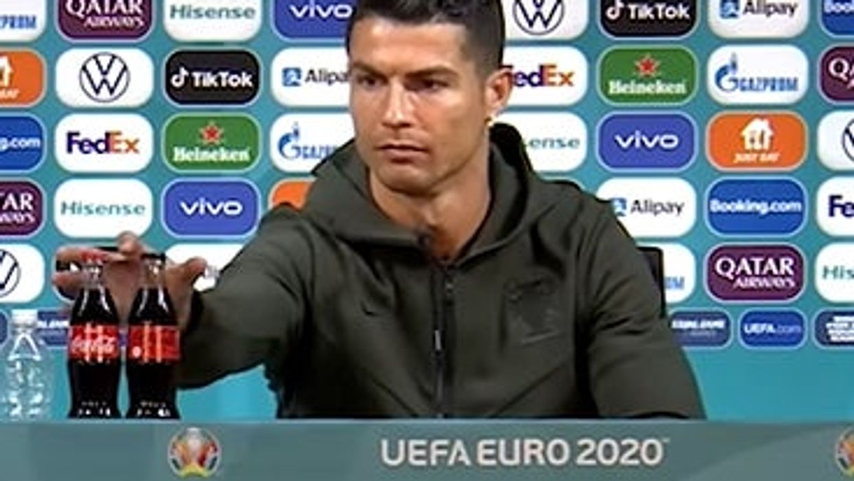 Cristiano Ronaldo’s reaction to Coca Cola bottles during Euro 2020 press conference is iconic