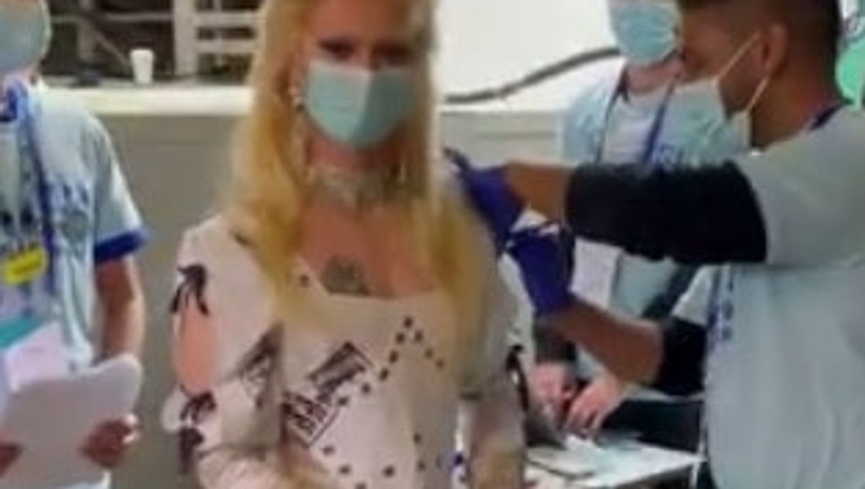 Drag Race’s Bimini gets vaccinated in Three Lions-themed drag