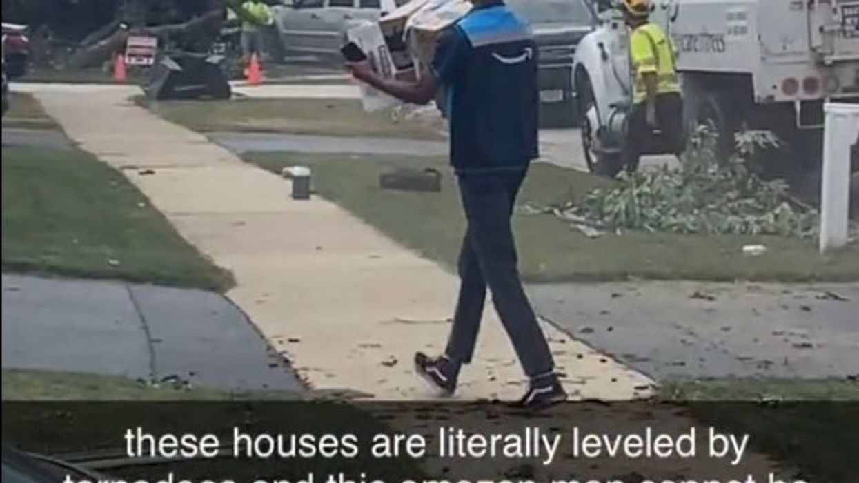 Amazon driver filmed delivering packages in town devastated by tornado