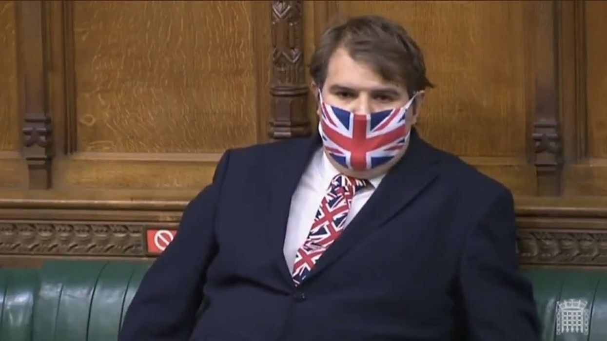 Tory MP roasted for wearing Union flag face mask and tie to deliver rant defending Union flags