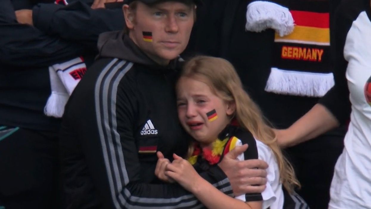Football fans raise more than £35,500 for German girl filmed crying after England’s Euros victory