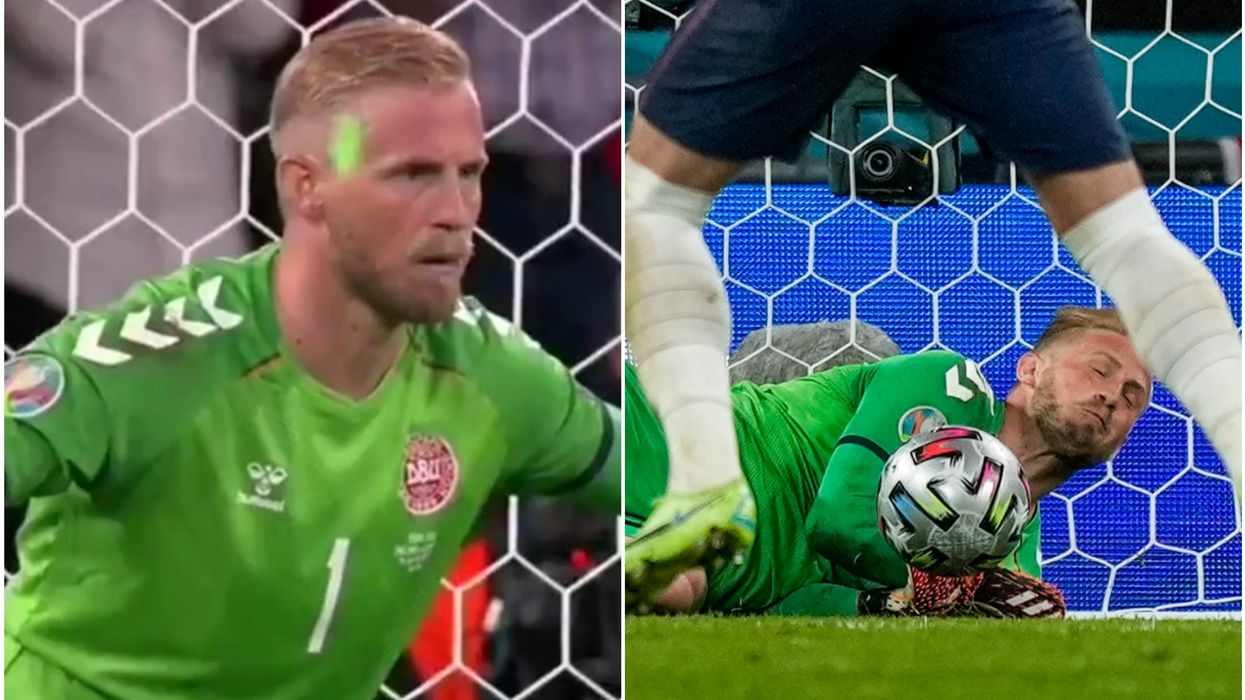 Fury at idiot fan who shone laser in Kasper Schmeichel’s face during Harry Kane penalty