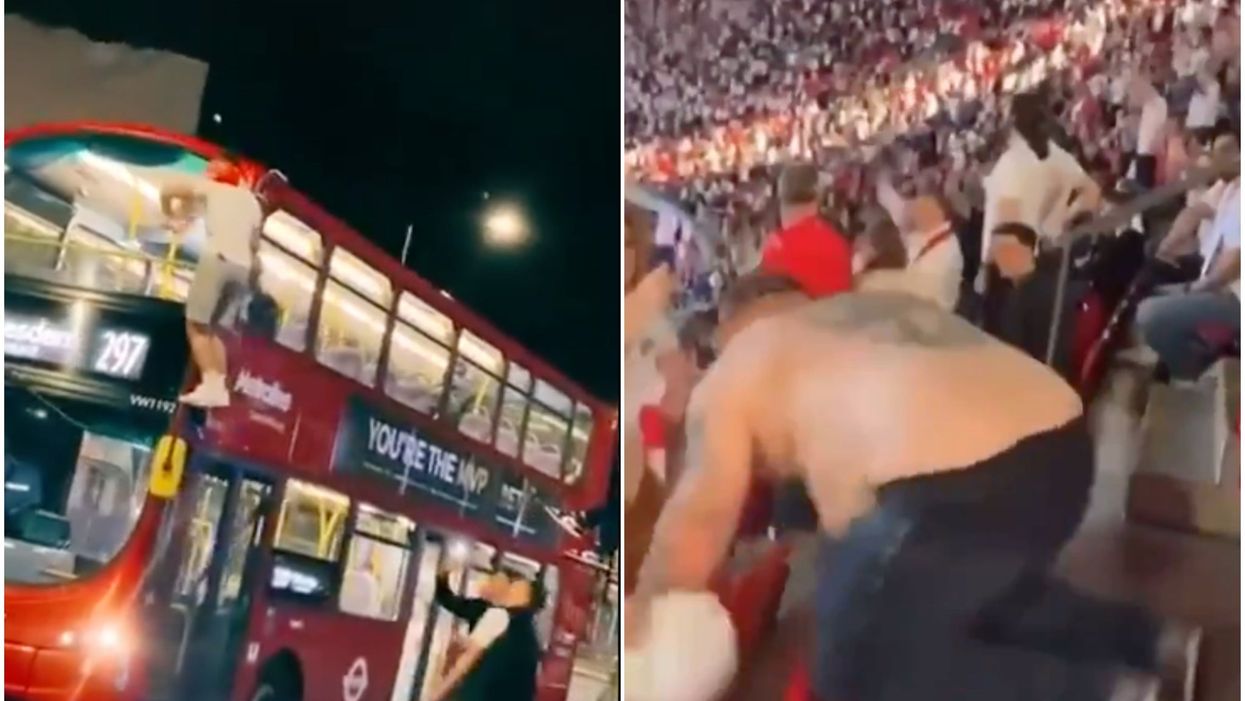 Hanging off buses and log-jamming the streets: How England’s fans went wild on semi-final night
