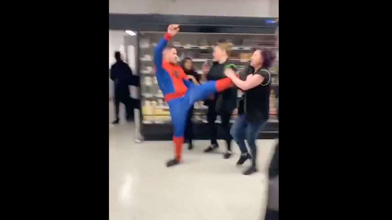 Six injured after man dressed as  Spider-Man attacks Asda workers in mass brawl