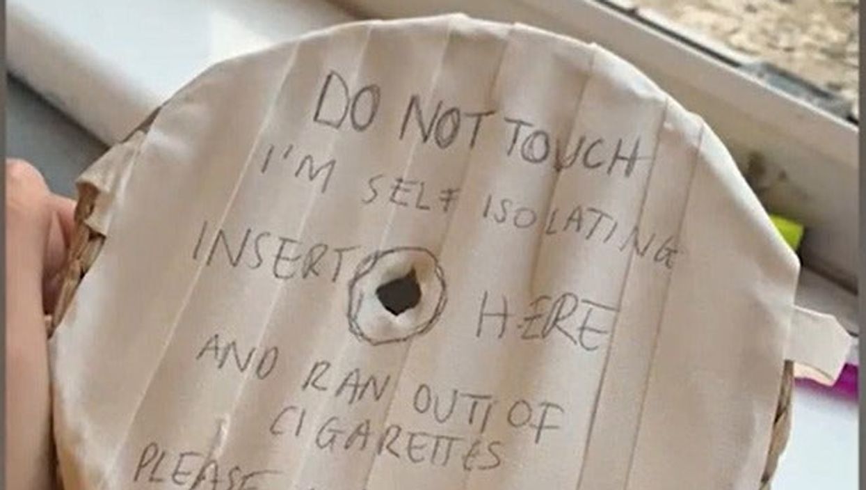 Woman stuck in self-isolation comes up with genius way to get cigarettes up to her room