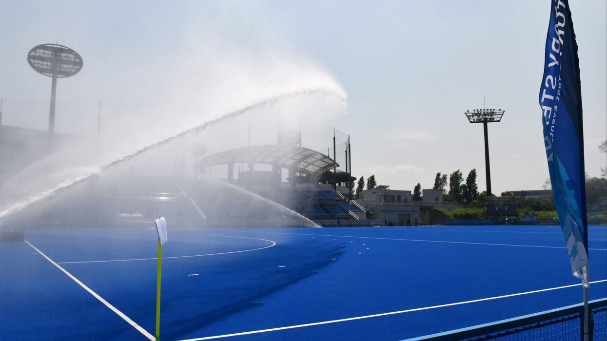 Why is the hockey pitch watered at the Tokyo Olympics?