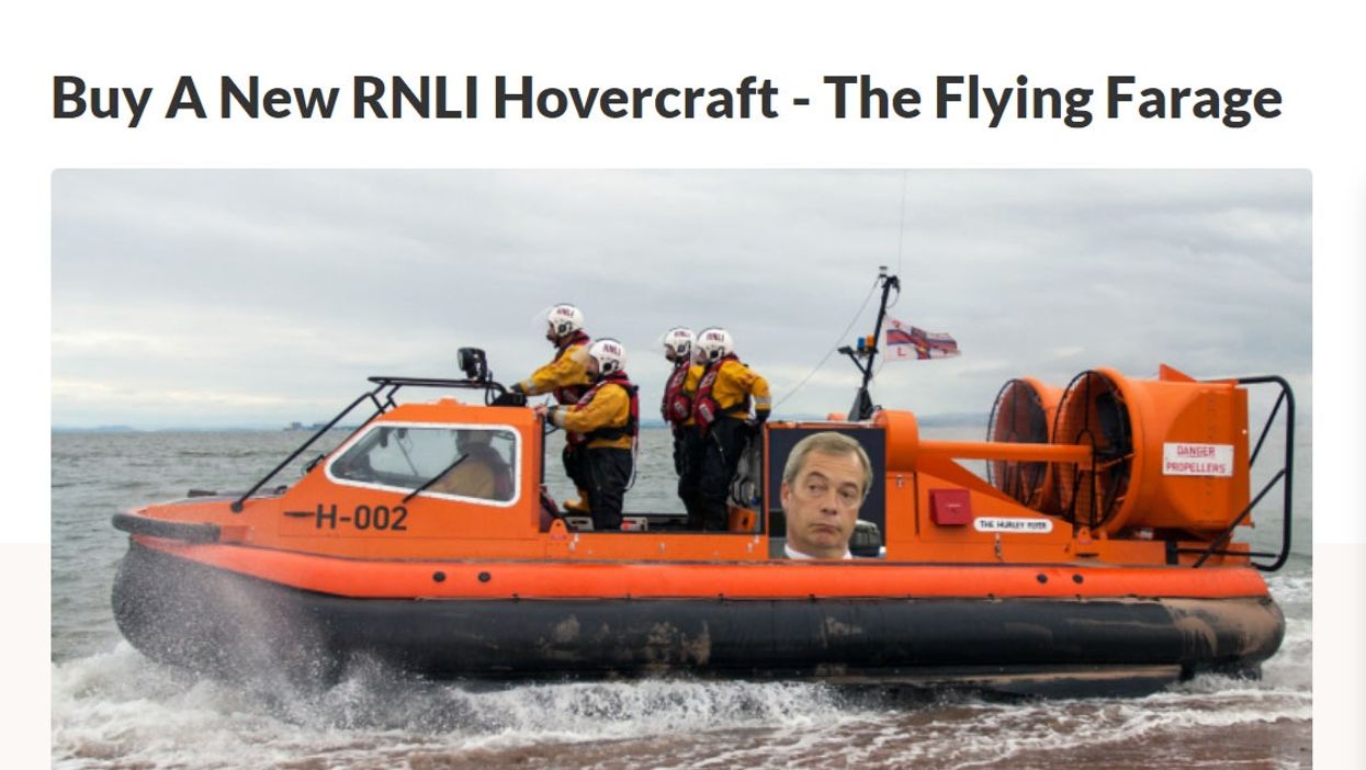 Fundraiser to buy life-saving RNLI hovercraft named after Nigel Farage hits more than £40,000