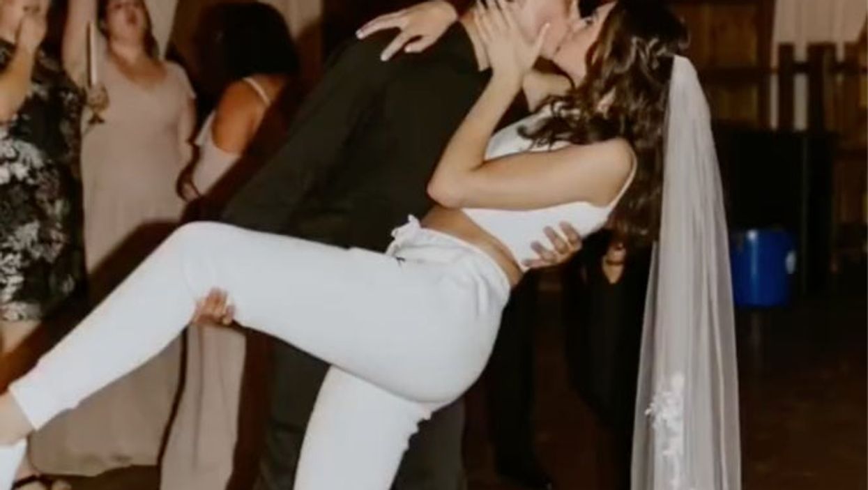 Newlyweds divide opinion after wearing tracksuits to their wedding