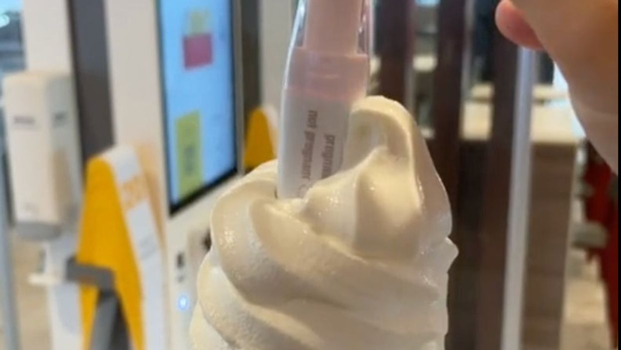 Woman tells boyfriend she’s expecting a baby by hiding pregnancy test in his McDonald’s ice cream