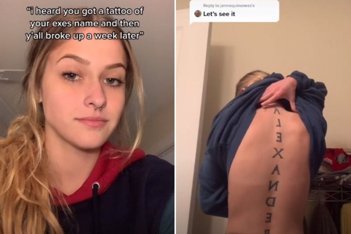 Woman gets huge back tattoo of boyfriend's name just a week before breaking  up | indy100