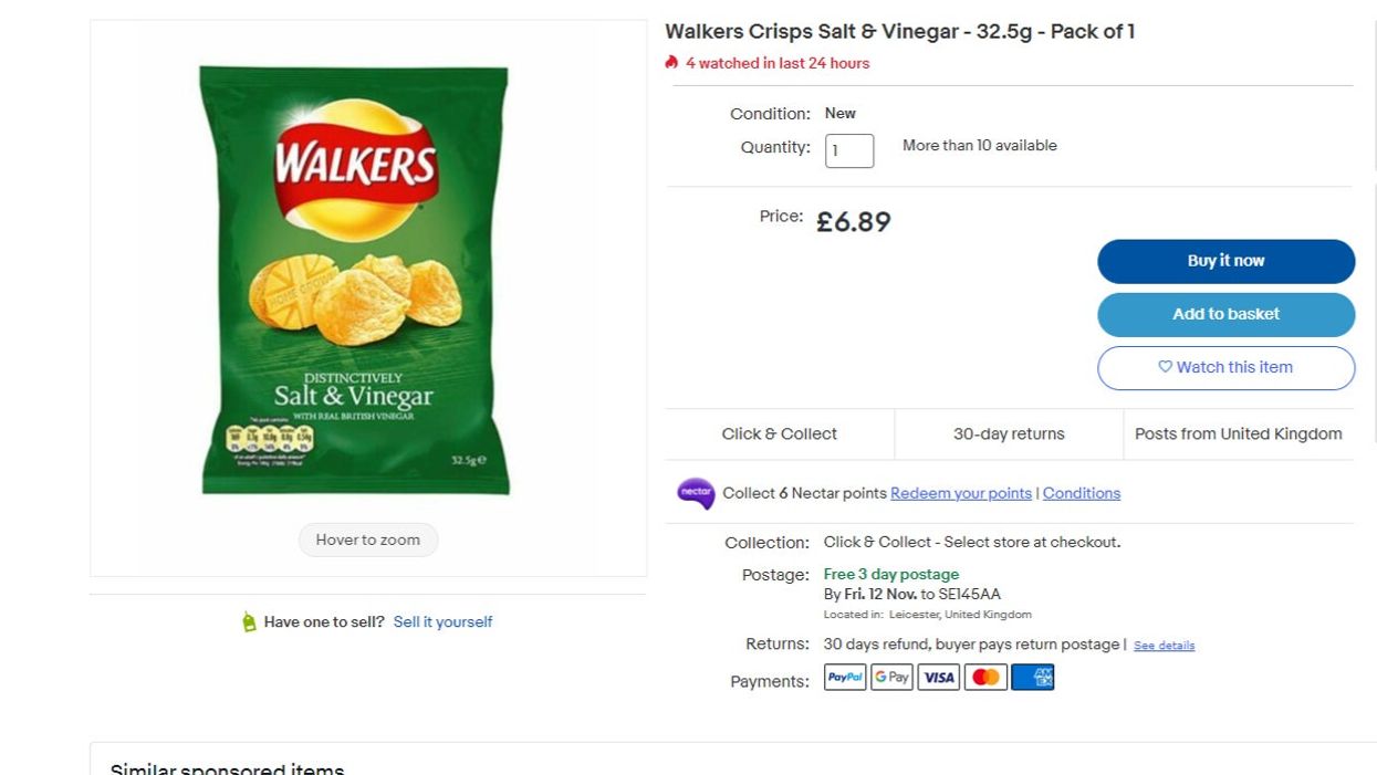 Packets of Walkers selling for £8 on eBay amid crisps shortage
