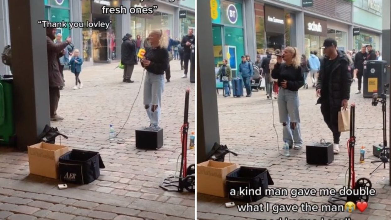 TikTok busker gave man money to buy food – and her kindness was immediately repaid