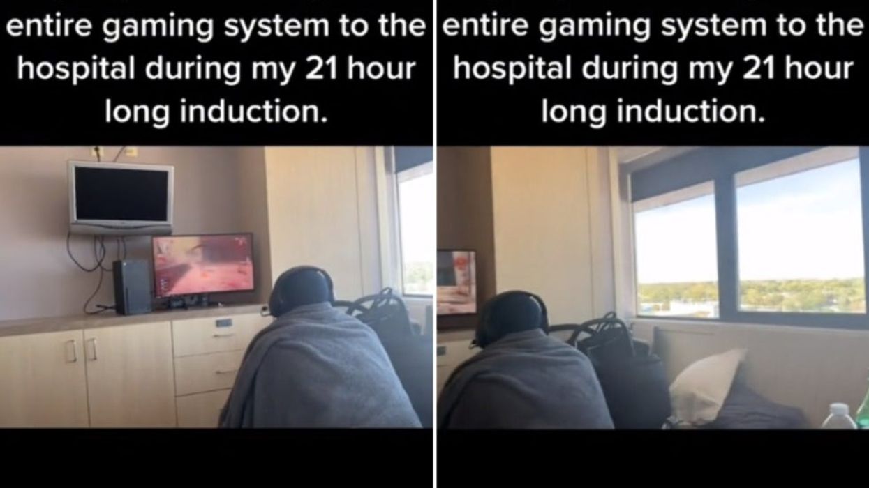 Boyfriend divides TikTok after bringing gaming system into delivery room while pregnant girlfriend was induced