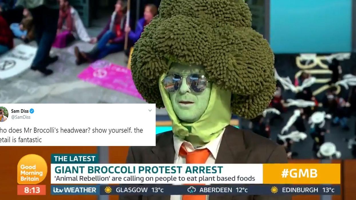 Piers Morgan has bizarre argument about climate change with protester dressed as broccoli