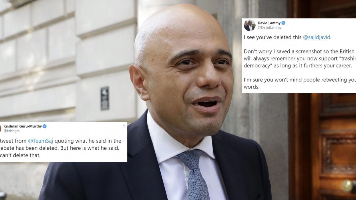 Sajid Javid called out after he deleted tweet saying he opposed parliament being suspended