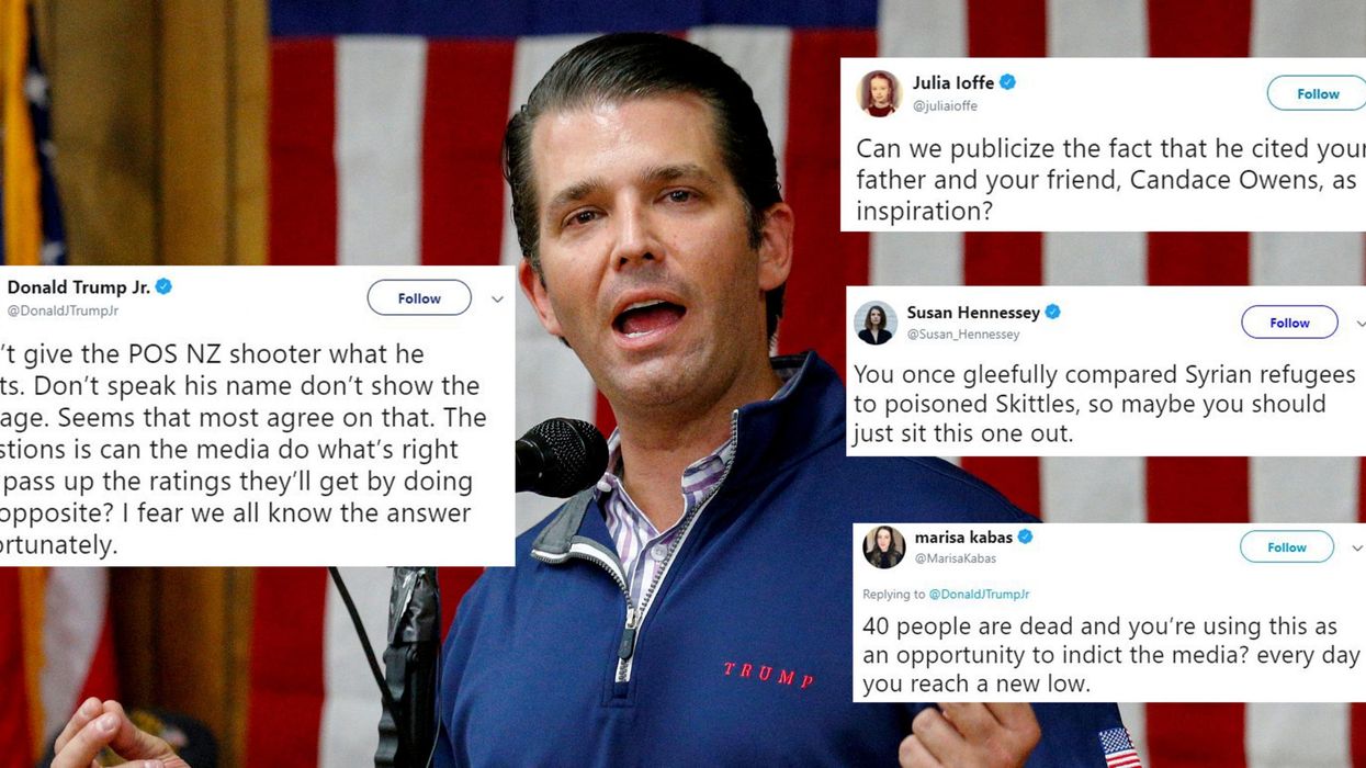 New Zealand mosque shooting: Trump Jr attempts to condemn the attack by criticising the media