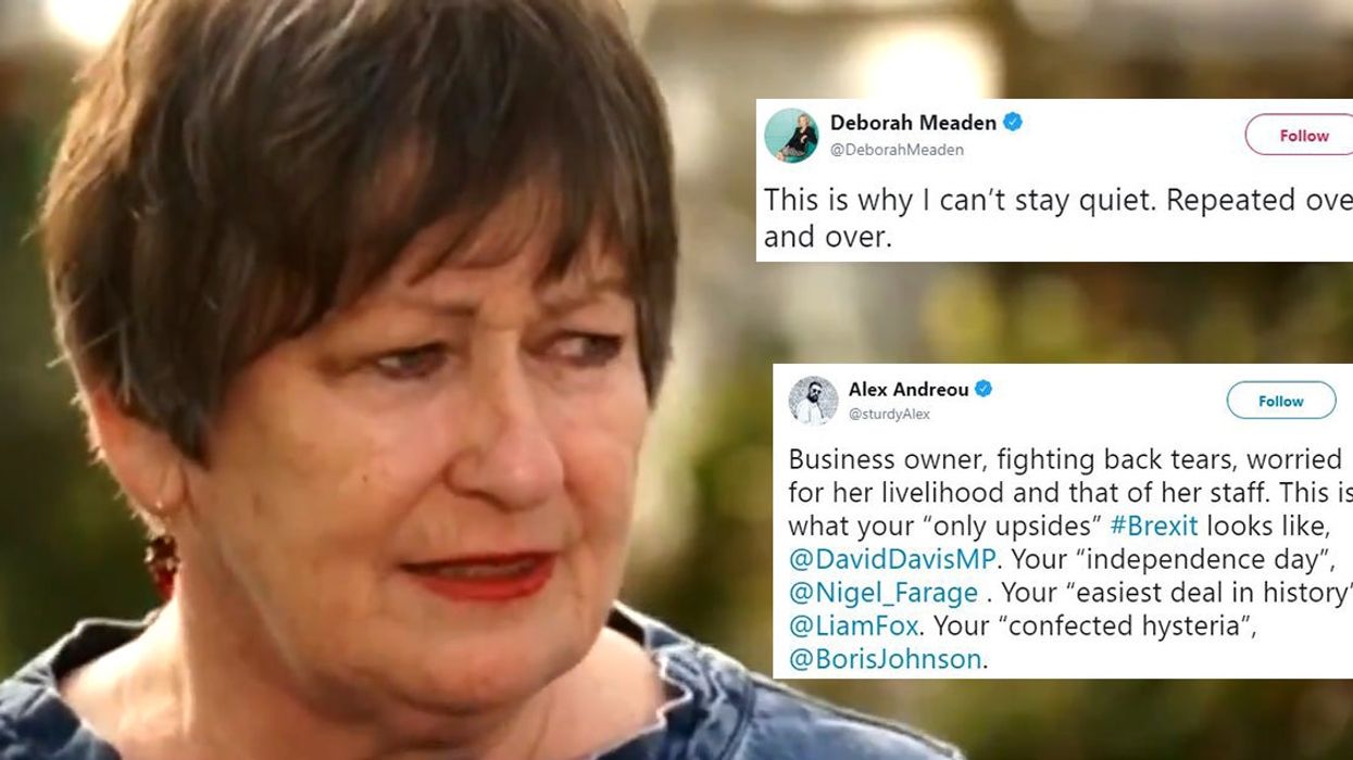 Business owner fights back tears whilst talking about the damage that Brexit could do to her company