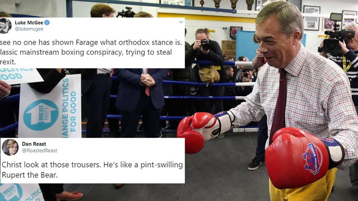 Nigel Farage posed for photos in a boxing ring but there's a problem