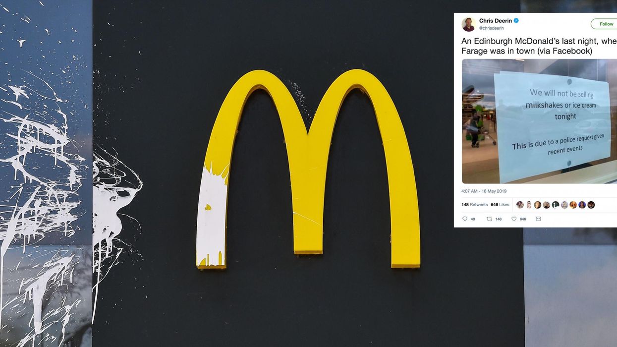 McDonald's in Edinburgh asked by police to stop selling milkshakes during Farage visit