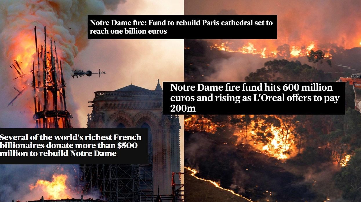 People are comparing the response by billionaires to Notre Dame with the Australian wildfires