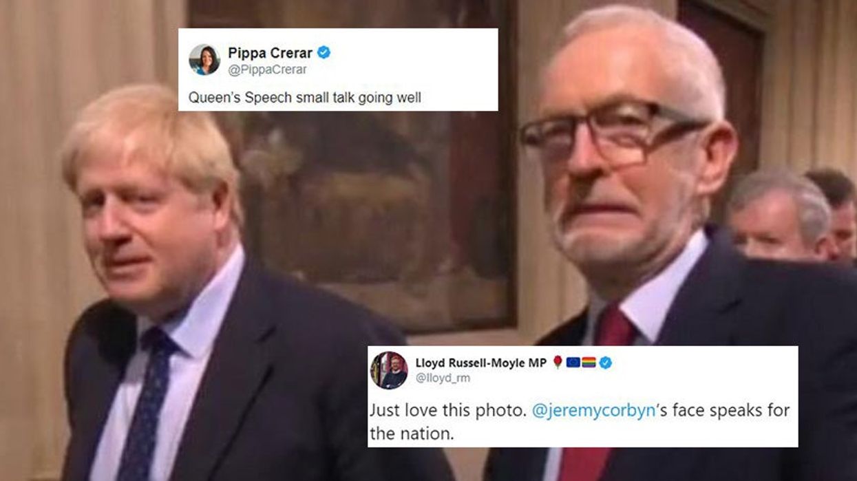 Jeremy Corbyn's face when standing next to Boris Johnson has become an instant meme