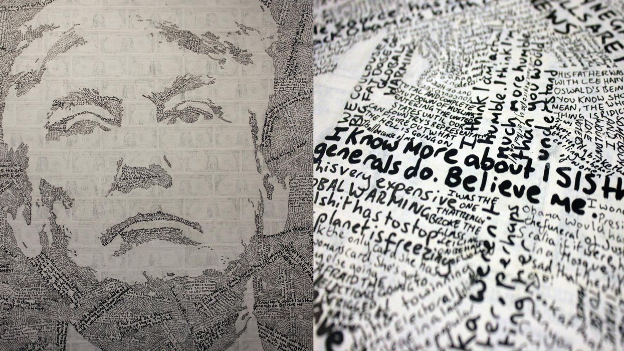 This incredible portrait of Donald Trump is made from his most hateful quotes