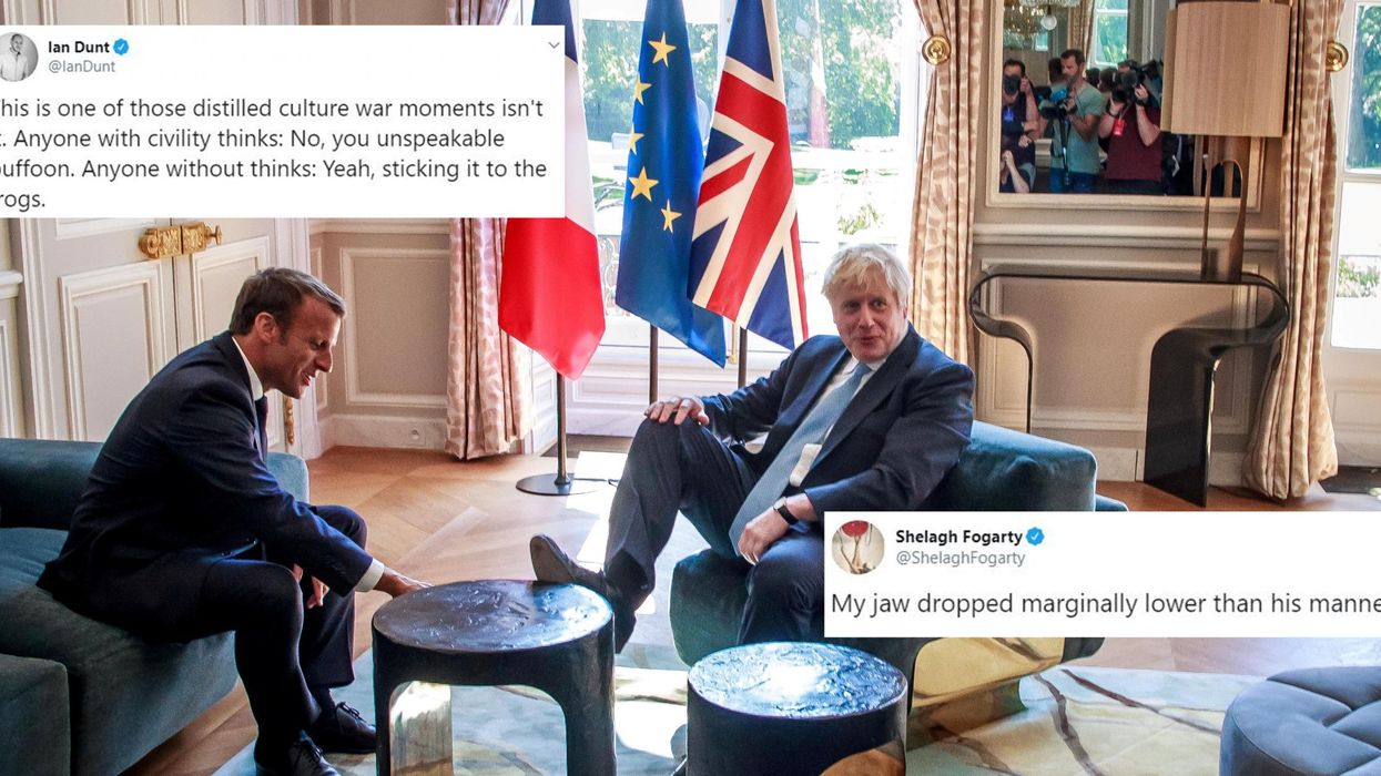 Boris Johnson branded rude after resting his foot on Emmanuel Macron's table