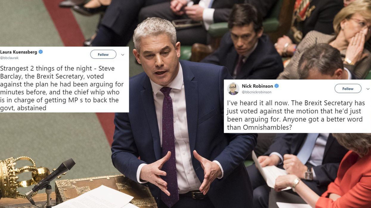 The Brexit secretary spent 10 mins backing an extension to Article 50 then voted against it