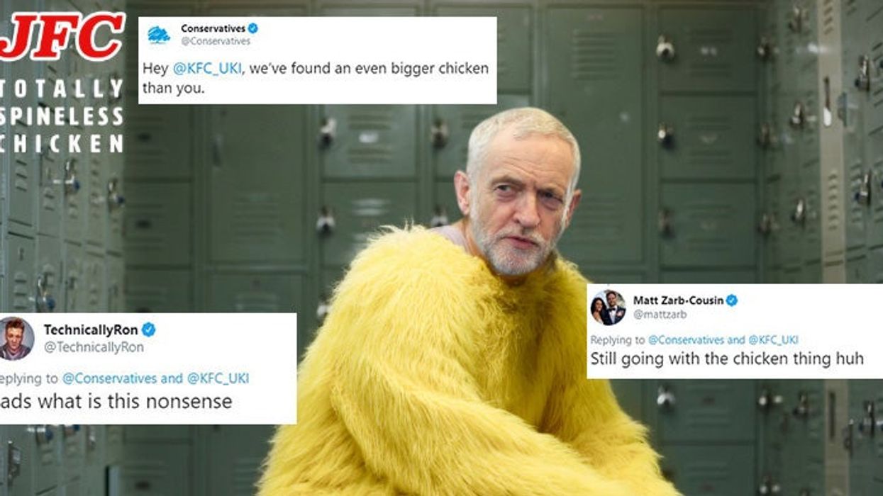 Conservatives mocked after tweeting a meme of Jeremy Corbyn dressed as a chicken