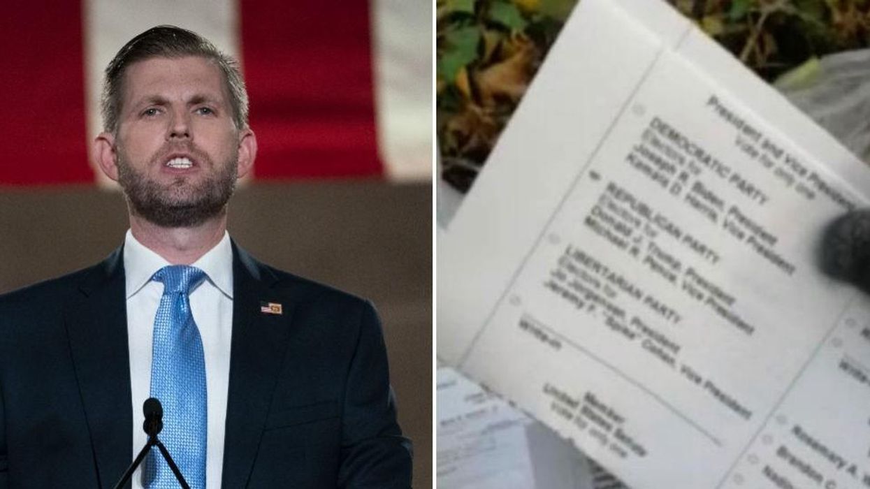 Fury as Eric Trump shares debunked video of people 'burning 80 Trump ballots'