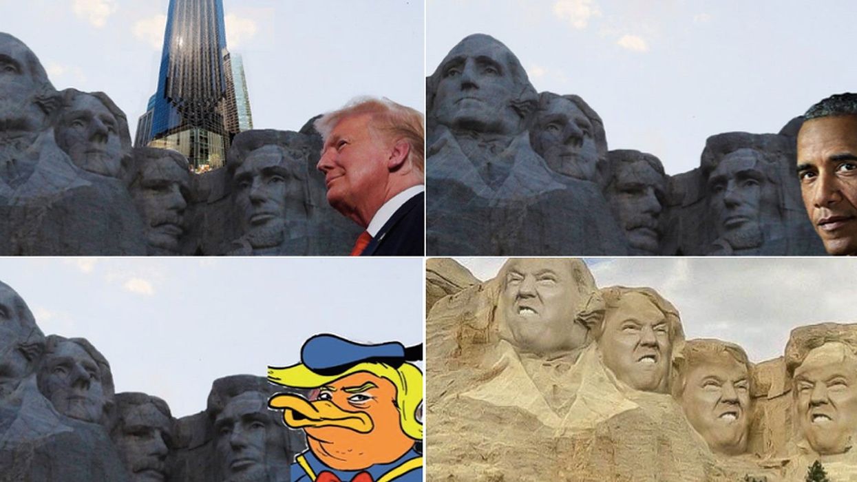 People are making hilarious parody versions of Trump's blatantly staged Mount Rushmore photo op