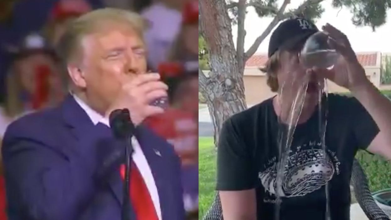 People are creating their own hilarious parodies of Trump's attempt to drink a glass of water
