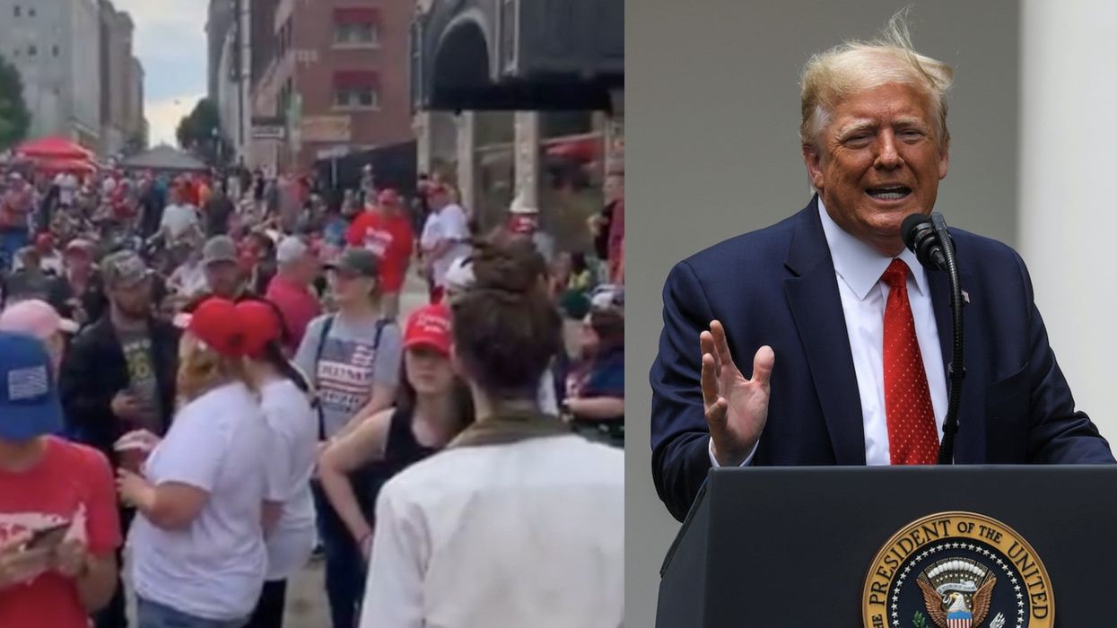 Shock as hundreds of Trump fans, without masks, seen waiting 11 hours before president's rally starts