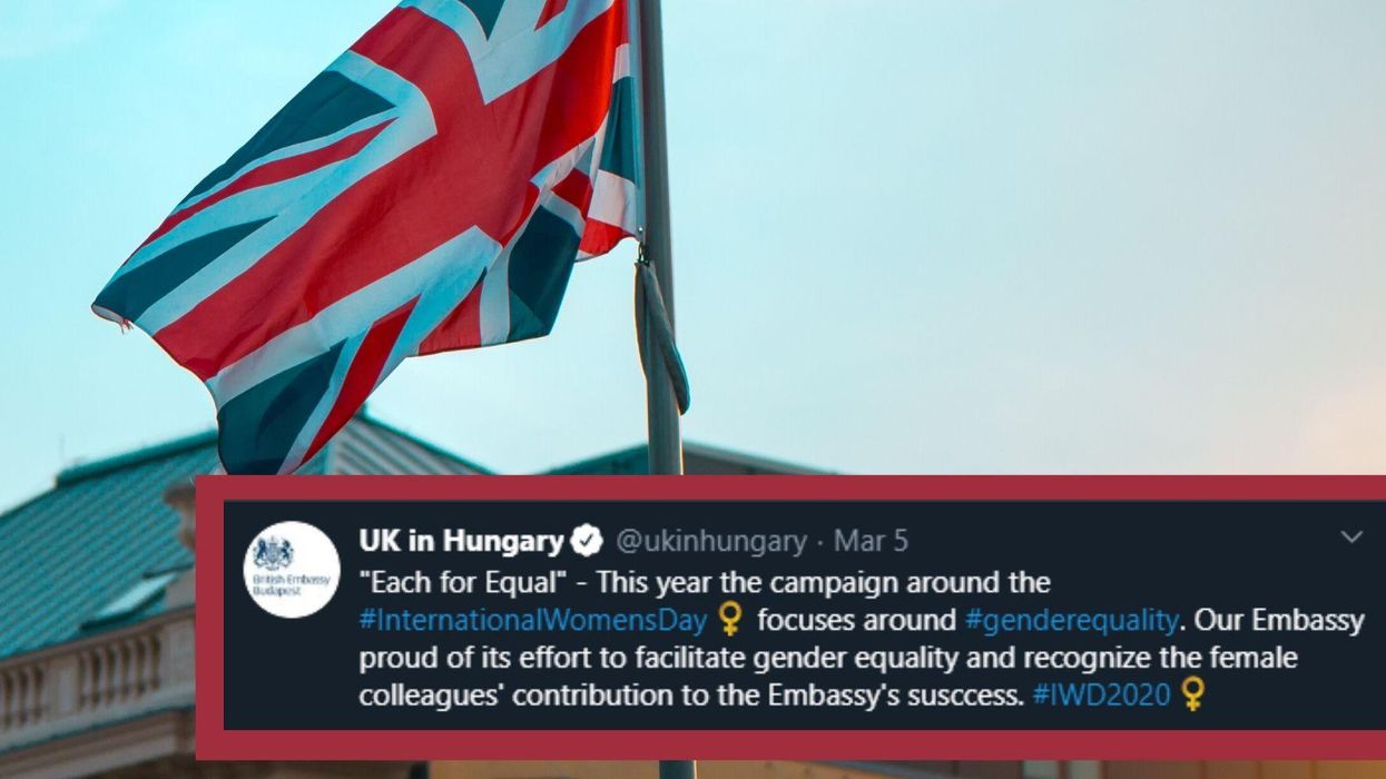British embassy tweets a picture of 8 white men to celebrate International Women's Day