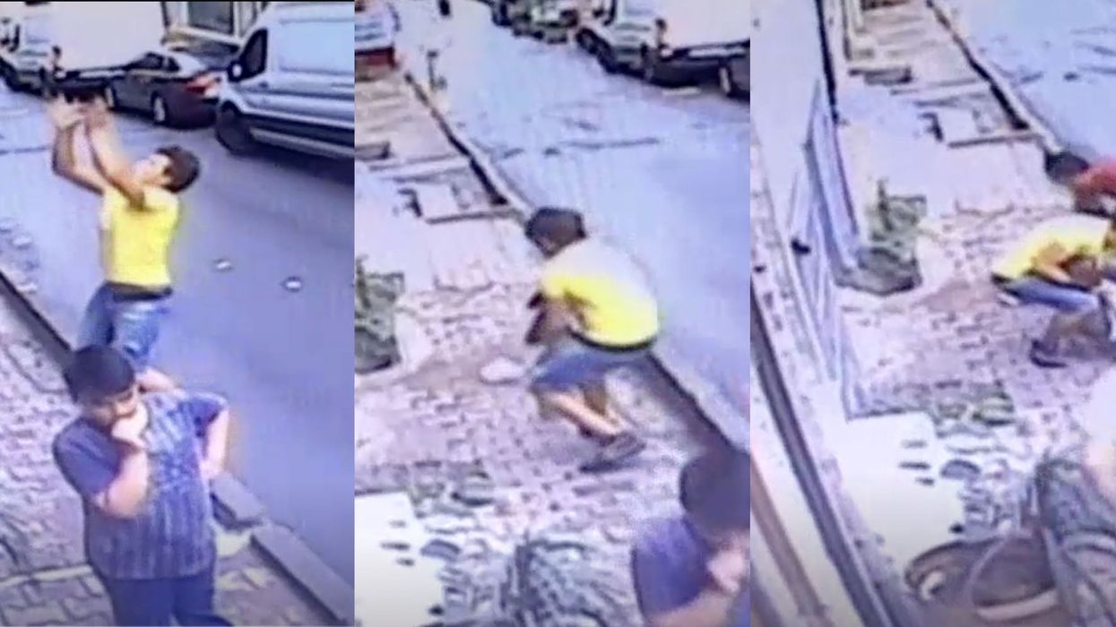Hero teenager in Istanbul catches toddler who fell from a second-floor window