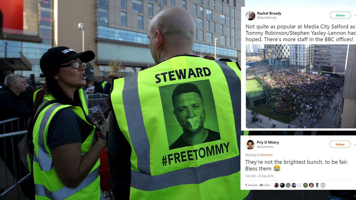 Tommy Robinson supporters wear #FreeTommy jackets at protest – there’s just one problem