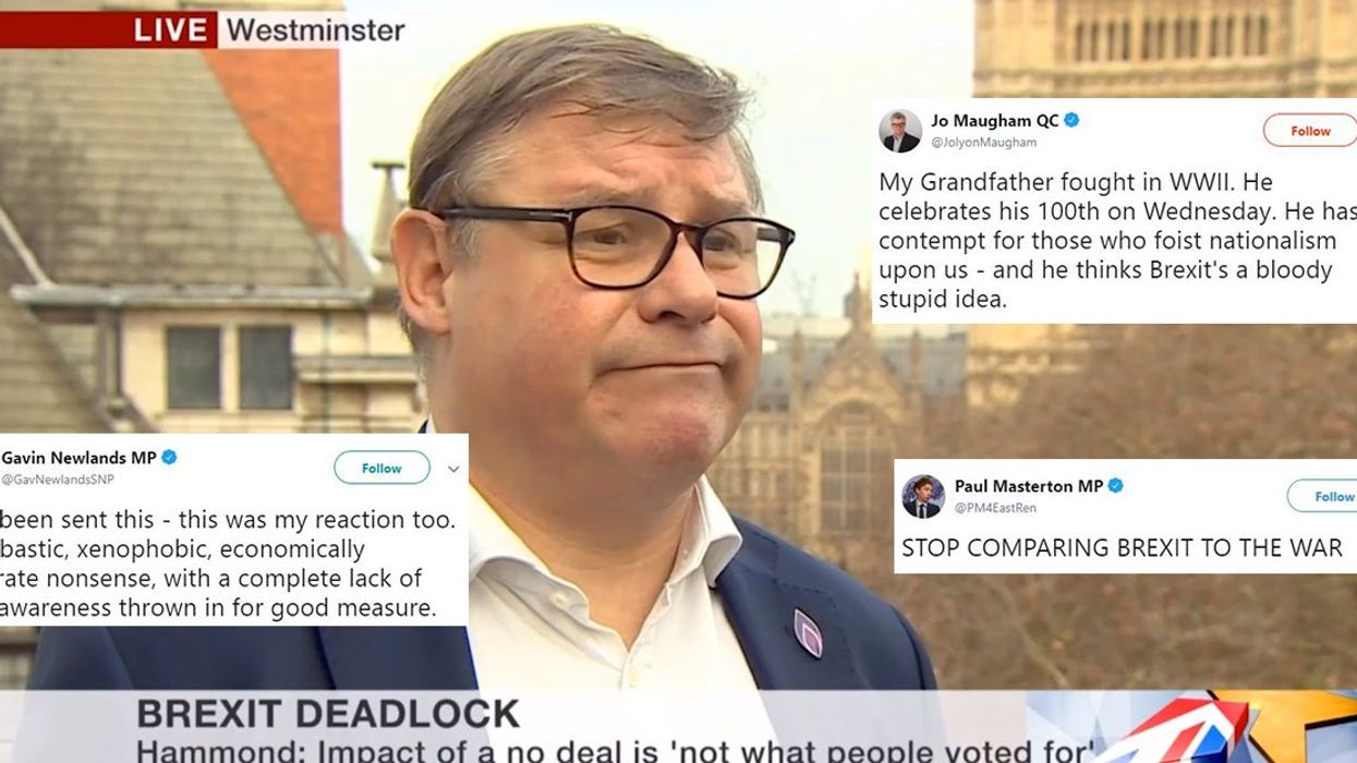 Brexit-supporting Tory MP criticised for using 'xenophobic' language and WWII analogy in bizarre interview